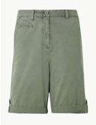 Marks & Spencer Longer Length Pure Cotton Chino Shorts Khaki
