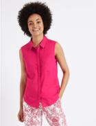 Marks & Spencer Linen Rich Sleeveless Shirt Hot Pink