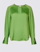 Marks & Spencer Notch Neck Long Sleeve Blouse Bright Green