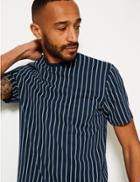 Marks & Spencer Slim Fit Pure Cotton Striped T-shirt Navy