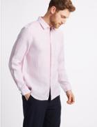 Marks & Spencer Easy Care Pure Linen Shirt With Pocket Pink