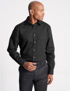 Marks & Spencer 2in Longer 3 Pack Regular Fit Easy To Iron Shirts Black