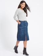 Marks & Spencer Denim Patch Pocket A-line Midi Skirt Indigo