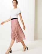Marks & Spencer Floral Print Wrap Midi Skirt Pink Mix