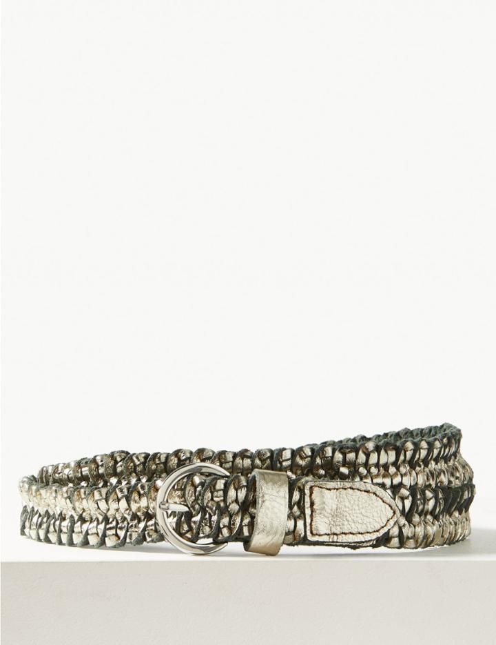 Marks & Spencer Leather Metallic Hip Belt Gold