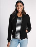 Marks & Spencer Cotton Blend Quilted Jersey Bomber Jacket Black