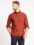 Marks & Spencer Pure Cotton Plain Oxford Shirt Brick
