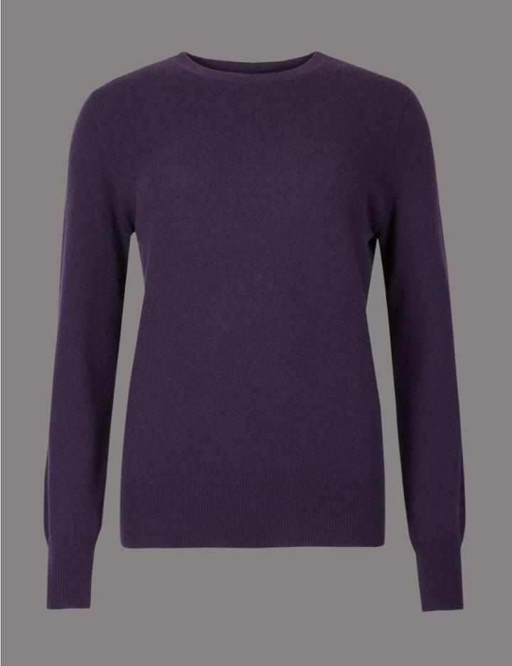 Marks & Spencer Pure Cashmere Round Neck Jumper Deep Purple