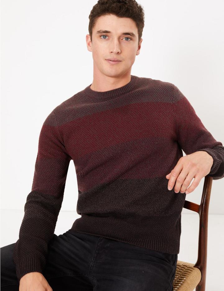 Marks & Spencer Colour Block Jumper Deep Red