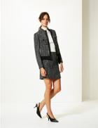 Marks & Spencer Wool Bend Textured A-line Mini Skirt Black Mix