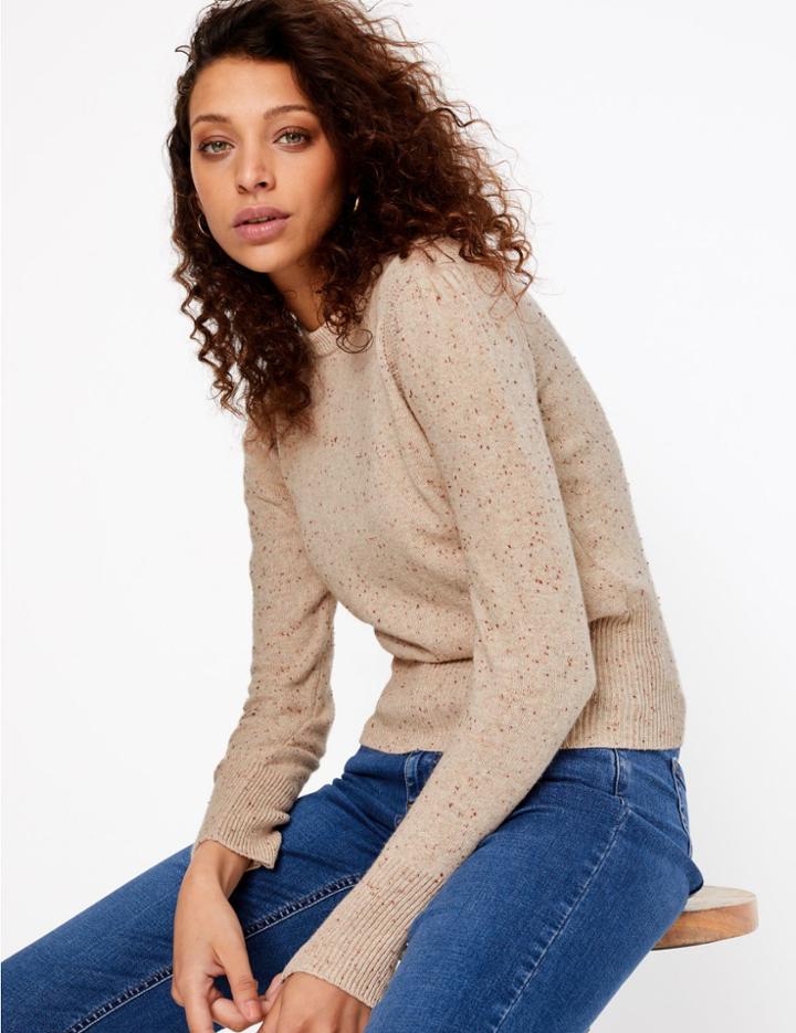 Marks & Spencer Volume Sleeve Jumper Oatmeal Mix