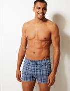 Marks & Spencer Quick Dry Checked Swim Shorts Indigo