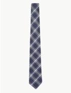 Marks & Spencer Silk Slim Heritage Check Tie Navy
