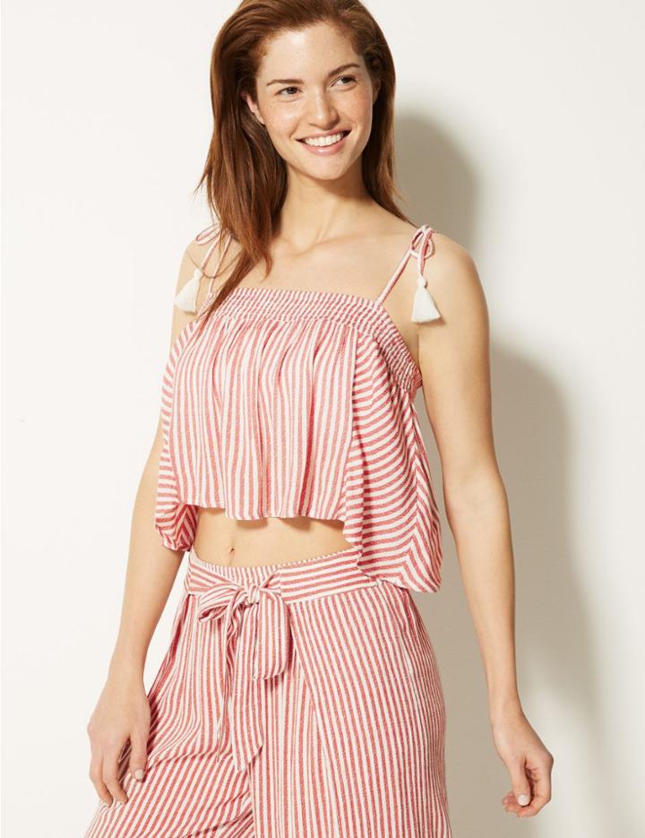 Marks & Spencer Striped Slip Beach Dress Red Mix