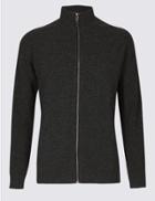 Marks & Spencer Funnel Neck Zipped Through Cardigan Charcoal