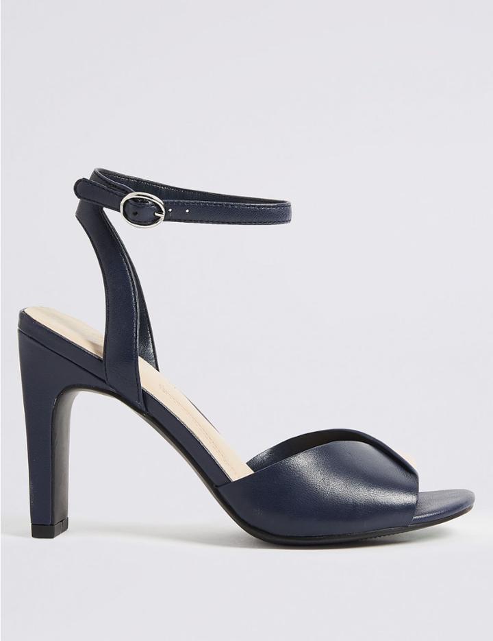 Marks & Spencer Leather Square Toe Sandals Navy