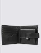 Marks & Spencer Leather Saffiano Bi Fold Coin Wallet With Cardsafe&trade; Black