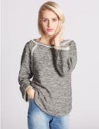 Marks & Spencer 3/4 Sleeve Textured Tassel Sweatshirt Ivory Mix