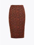 Marks & Spencer Animal Print Pencil Skirt Cognac