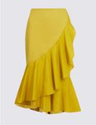 Marks & Spencer Frill Hem Wrap Skirt Winter Lime