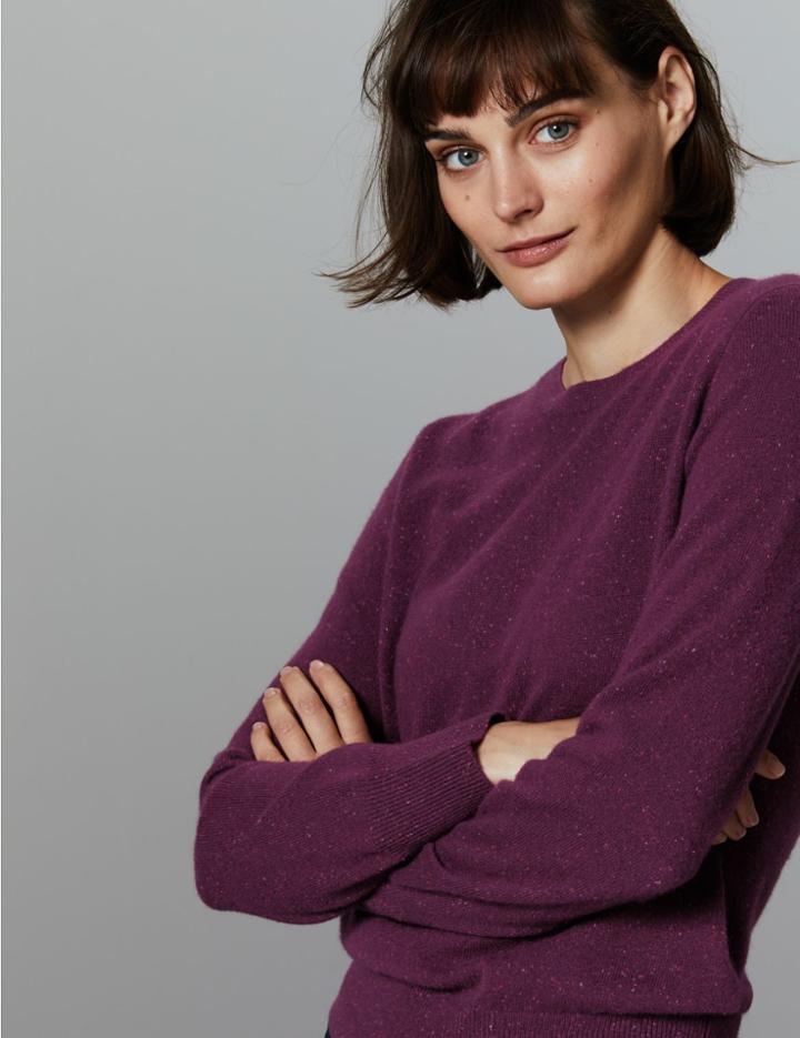 Marks & Spencer Pure Cashmere Round Neck Jumper Plum Mix