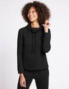 Marks & Spencer Cotton Blend Lace Up Turtle Neck Sweatshirt Black Mix