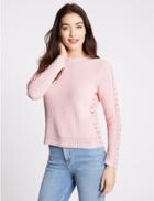 Marks & Spencer Pure Cotton Ribbed Tie Back Jumper Sherbert