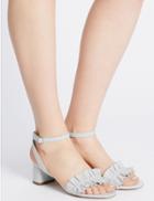 Marks & Spencer Leather Block Heel Ruffle Sandals White