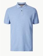 Marks & Spencer Pure Cotton Polo Shirt Pale Blue Mix