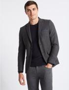 Marks & Spencer Wool Blend Textured Jacket Grey Mix