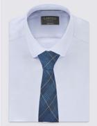 Marks & Spencer Wool Rich Pow Checked Tie Grey Blue
