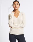 Marks & Spencer Lambswool Rich V-neck Jumper Oatmeal Mix