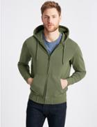 Marks & Spencer Pure Cotton Garment Dye Hooded Top Khaki