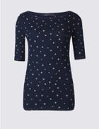Marks & Spencer Pure Cotton Printed Half Sleeve T-shirt Navy Mix
