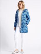 Marks & Spencer Palm Print Ripstop Trench Coat Blue Mix
