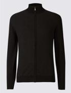 Marks & Spencer Pure Cotton Textured Cardigan Black Mix