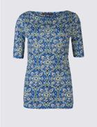 Marks & Spencer Pure Cotton Printed Half Sleeve T-shirt Blue Mix
