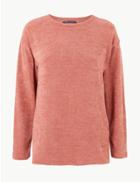 Marks & Spencer Textured Round Neck Long Sleeve Sweatshirt Terracotta