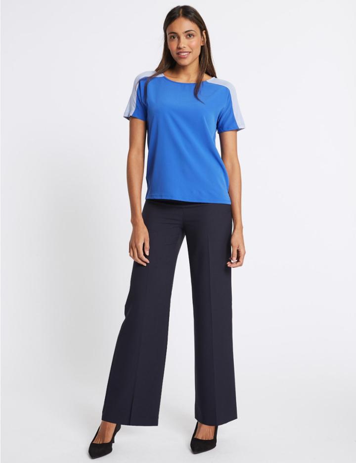 Marks & Spencer Wide Leg Trousers Dark Navy