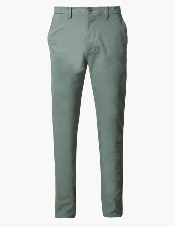 Marks & Spencer Skinny Fit Cotton Rich Chinos Sea Green