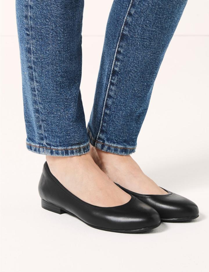 Marks & Spencer Leather Ballet Pumps Black