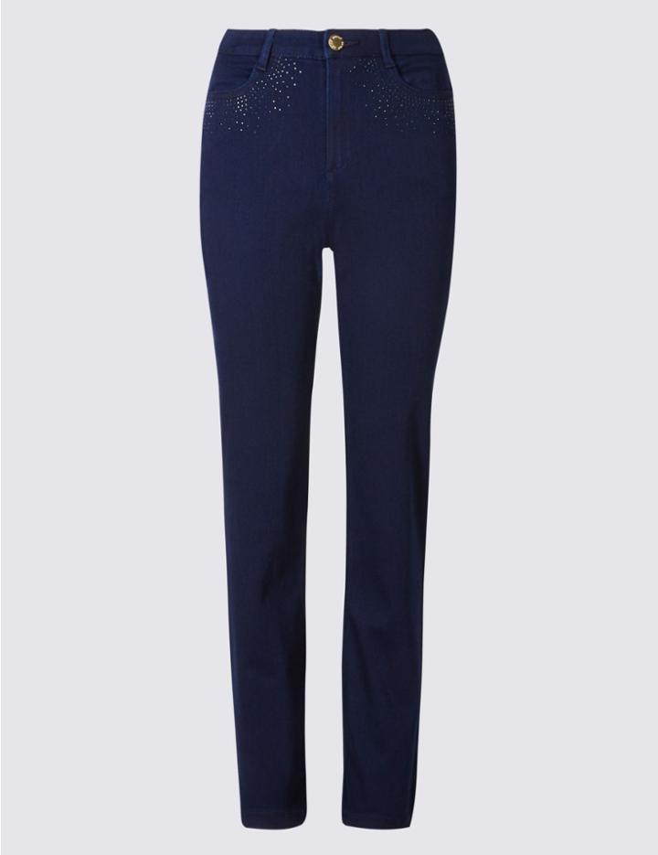 Marks & Spencer Bling Straight Leg Jeans Indigo