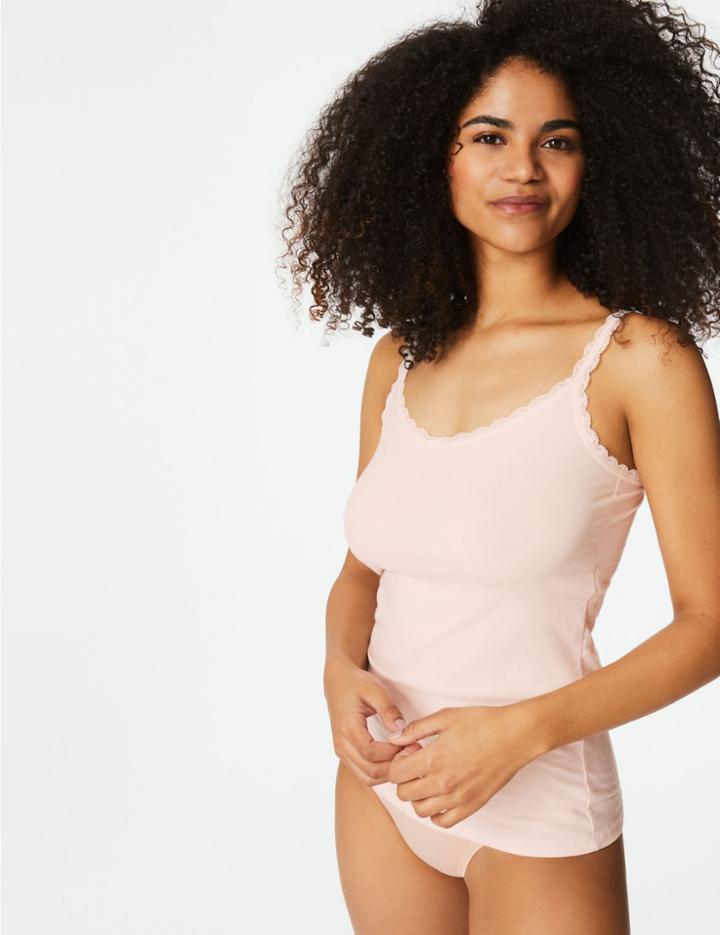 Marks & Spencer Lace Trim Vest Pale Rose