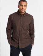 Marks & Spencer Pure Cotton Shirt With Pocket Brown