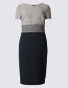 Marks & Spencer Cotton Blend Colour Block Shift Dress Navy Mix