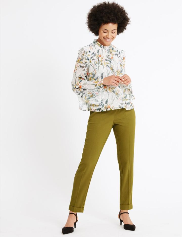 Marks & Spencer Drawstring Tapered Leg Trousers Olive