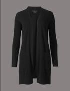 Marks & Spencer Pure Cashmere Textured Longline Cardigan Black