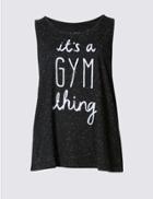 Marks & Spencer It's A Gym Thing Slogan Vest Black Mix