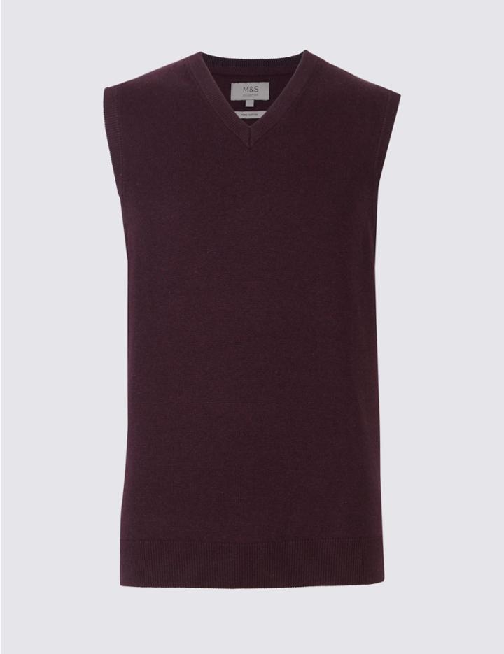 Marks & Spencer Pure Cotton Slipover Jumper Oxblood