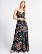 Marks & Spencer Floral Print Patchwork Slip Dress Blue Mix